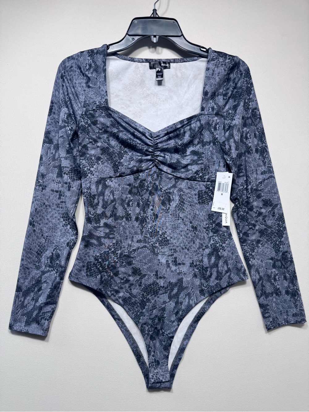 Aqua Womens Snake Print Sweetheart Neck Bodysuit nwt